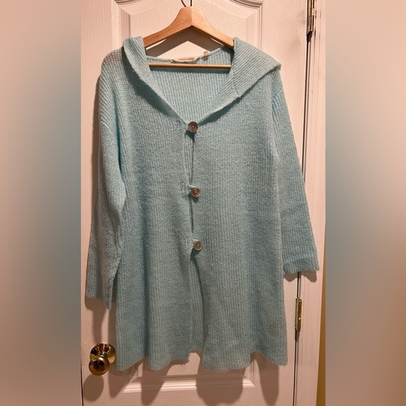 Soft Surroundings Lessie Button Duster Cardigan Sweater Hooded Size small EUC - Picture 1 of 4